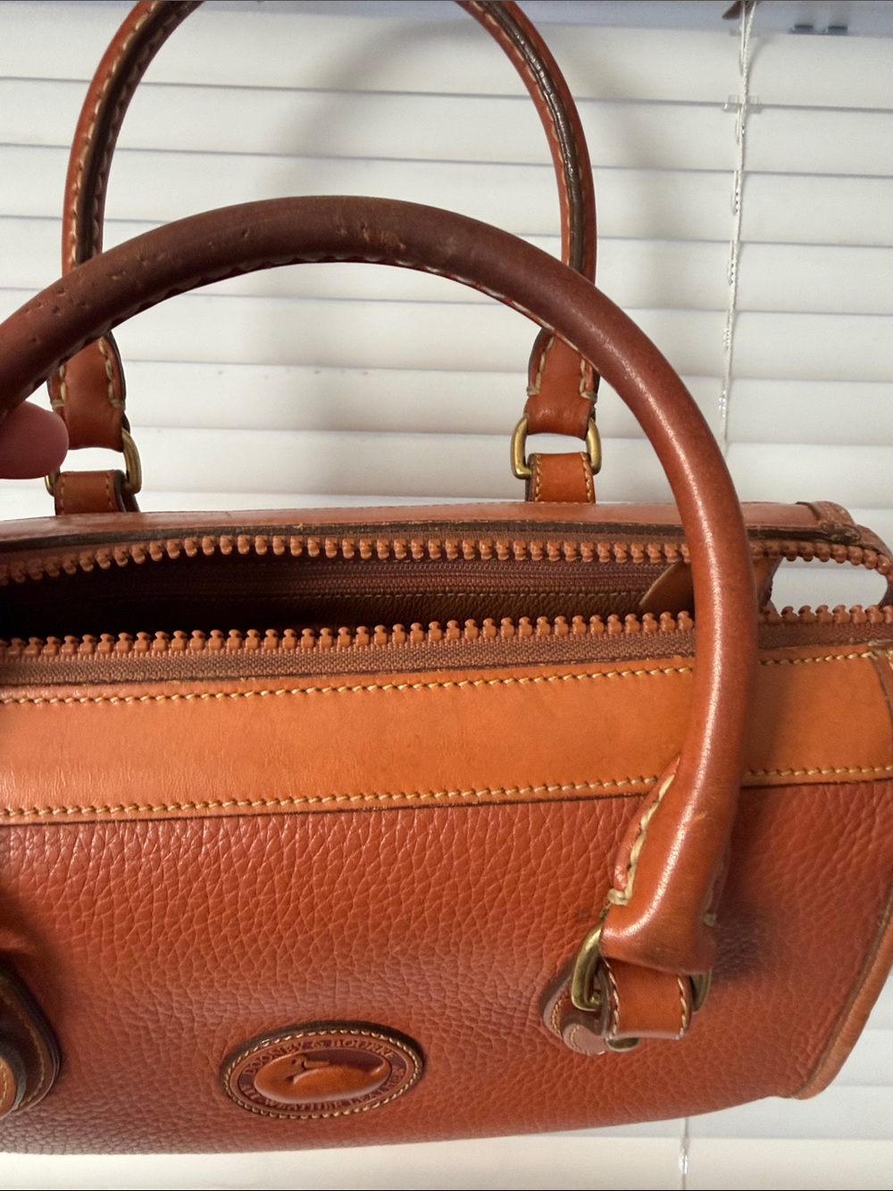 Dooney & Bourke Vintage Pebbled Leather Satchel - Tan Brown - Picture 3 of 16